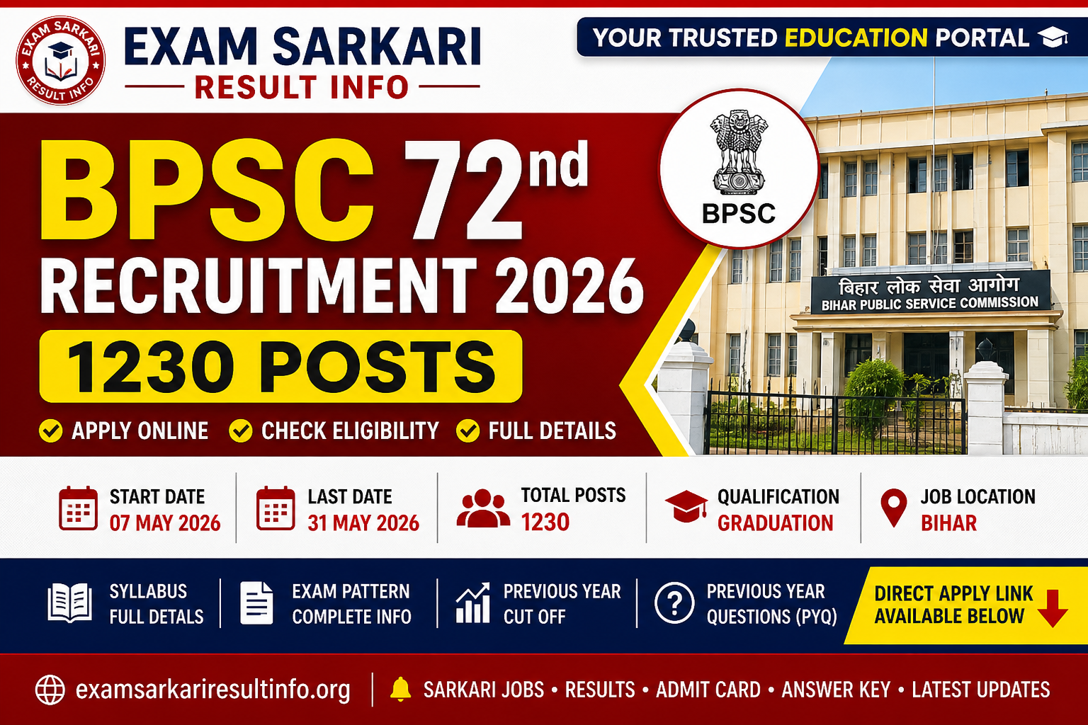BPSC 72nd Recruitment 2026 Bihar Public Service Commission Office Image